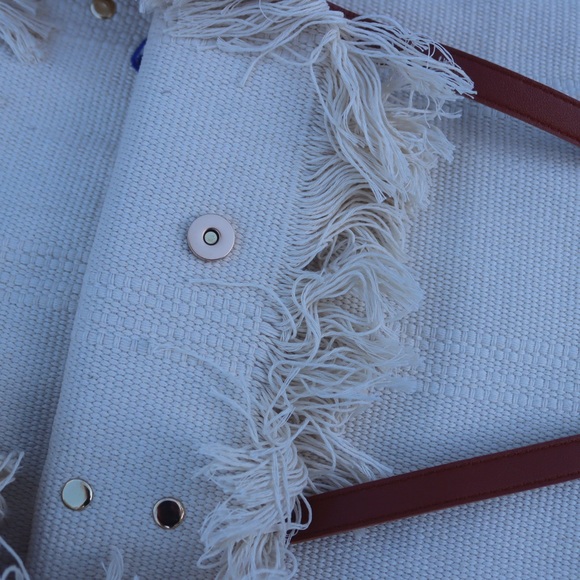 Summer Vibes Canvas Tote Bag Beach Bag White Navy. NWT - Picture 3 of 8